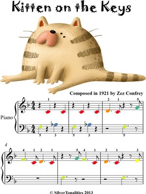 cover image of Kitten on the Keys Beginner Piano Sheet Music with Colored Notes